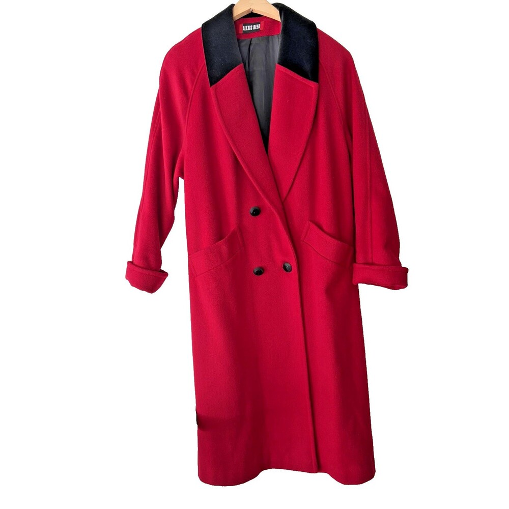 Vintage Alexis Reed double breasted red wool coat Size M-L
